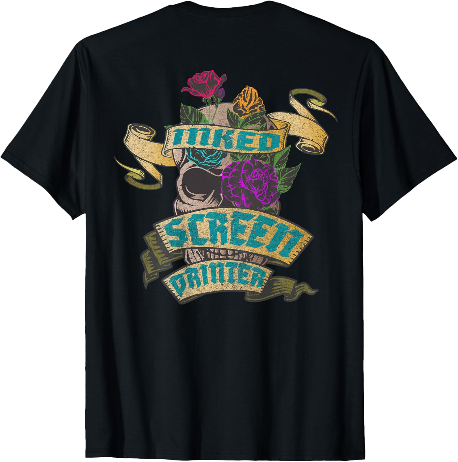Screen Printer Inked Skull Tattoo Backside Design