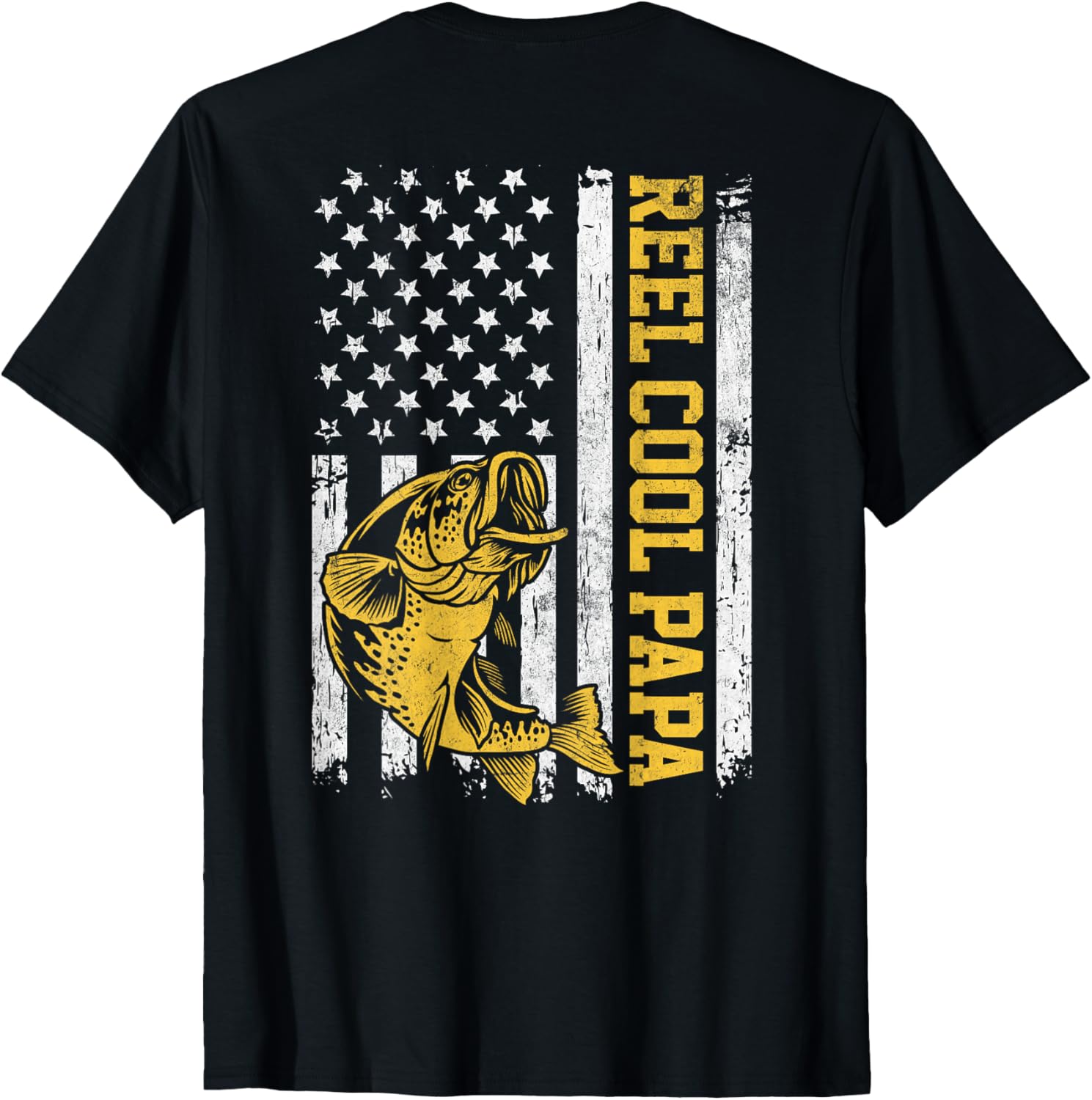 Usa Flag Reel Cool Papa Patriotic Fishing Design On Back
