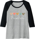 Womens Leopard Hearts Valentines Day Team Printer Valentine Raglan Baseball Tee
