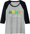 Womens Shamrock Leopard Saint Paddys Irish Printer St Patricks Day Raglan Baseball