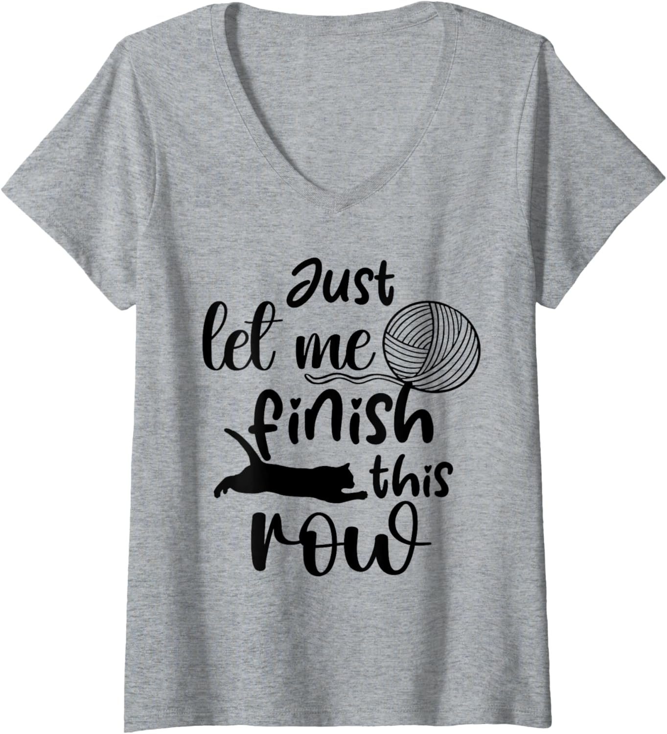 Knitting Crochet Crocheting Cat Kitten Yarn Mom Woman Girl V-Neck