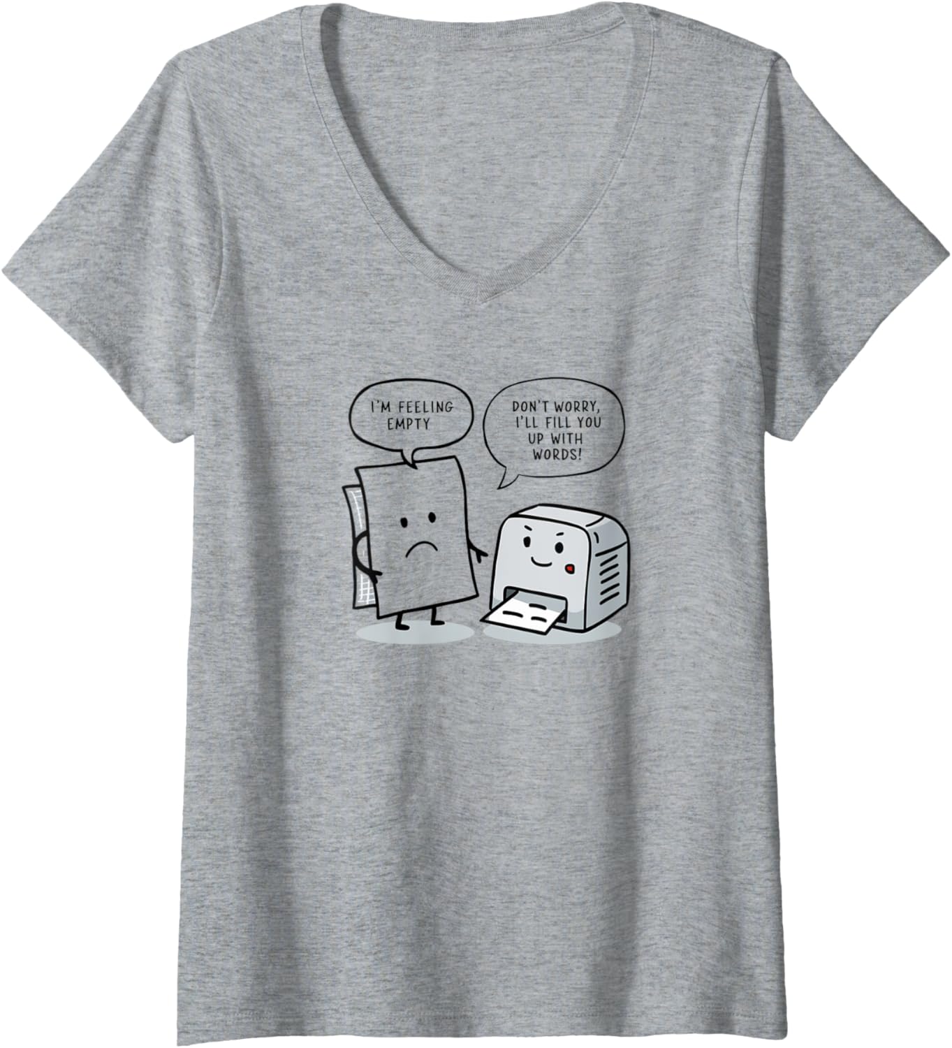 Womens Paper Printer Filling The Blank V Neck