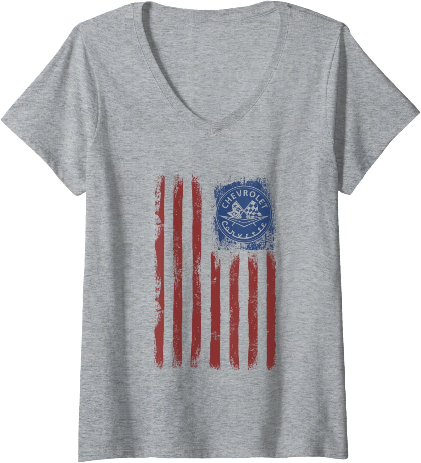 Womens Chevrolette Corvette American Flag 27936 V Neck