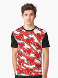 HBK ONO 97 Red White Heart Collage Graphic T Shirt T Shirt Clean Design