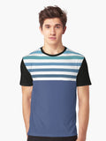 Blue Minimalist Classic Colorful Retro Stripes Graphic Shirt T Shirt Everyday Wear