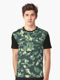 Nerdy Green Pixel Camo Pattern Graphic T Shirt T Shirt Premium Quality Streetwear Essential