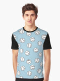 Baseball Blue Pattern Graphic T Shirt T Shirt Viral TikTok Daily Wear