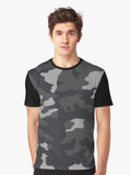 Black and Grey Camo Pattern Design Graphic T Shirt T Shirt High Search Demand Top Rated Design