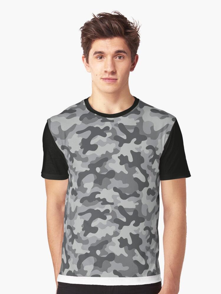 Military Grey Camo Graphic T Shirt T Shirt High Search Demand Daily Comfort