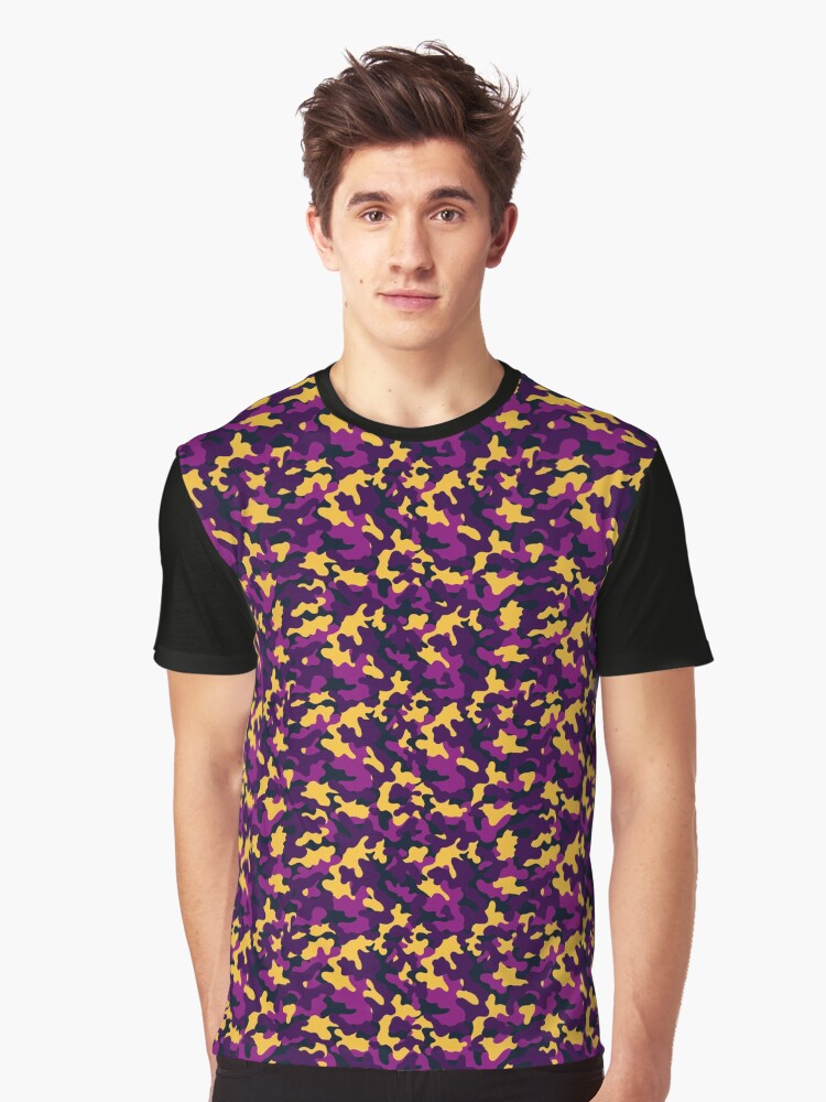 Camouflage Pattern Purple Yellow Graphic T Shirt T Shirt Best Seller Look Hot Search US