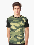 Green Army Camo Camouflage Fabric Pattern Graphic T Shirt T Shirt High Search Demand Streetwear Essential
