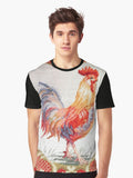 Vintage Needlepoint Rooster Tapestry Graphic T-Shirt