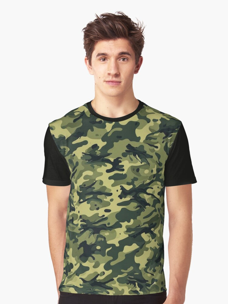 New Camouflage Green Pattern Graphic T Shirt T Shirt Premium Quality Hot Search US