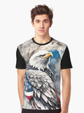 American Eagle Patriotic Wildlife USA Art Graphic Shirt T Shirt Everyday Wear