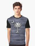 Rustic South Carolina Palmetto and Moon Graphic T-Shirt
