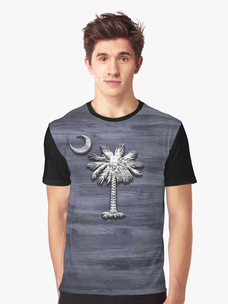 Rustic South Carolina Palmetto and Moon Graphic T-Shirt