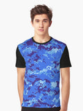 Camo Blue Pixel Graphic T Shirt T Shirt Premium Quality High CTR Pick