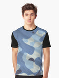 Camouflage Blues Light Blues White Graphic T Shirt T Shirt Premium Quality Fan Favorite