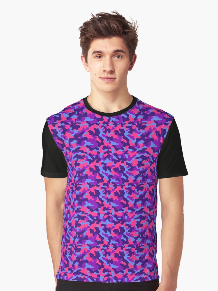 Camouflage Pattern Multicolor Purple Blue Graphic T Shirt T Shirt High Search Demand Top Rated Design