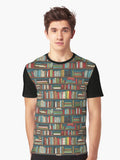 Bookcase pattern Graphic T Shirt T Shirt Viral US Style Streetwear Essential