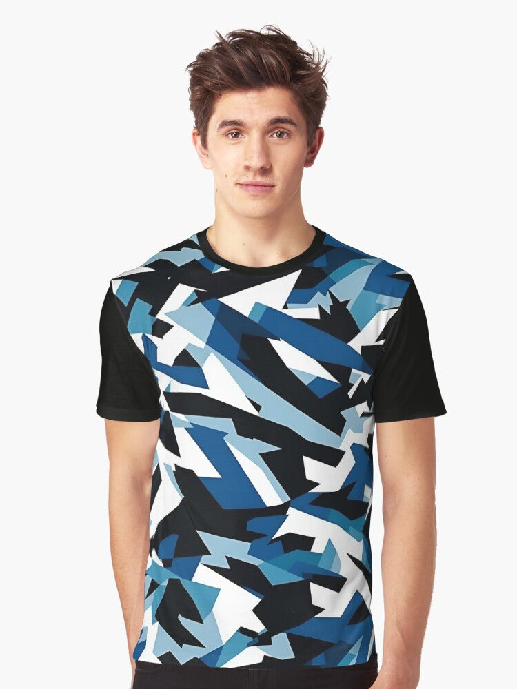 Navy Dazzle Camo Graphic T Shirt T Shirt Viral US Style Top Rated Design