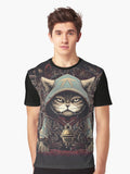 Feline Charm Mystery and Elegance Graphic Shirt T Shirt US Trend