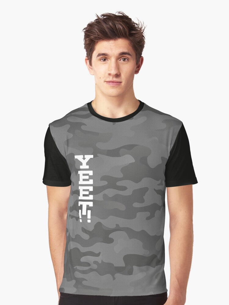 Yeet Slate Gray Stealth Camouflage Graphic T Shirt T Shirt Trending 2025 Streetwear Essential