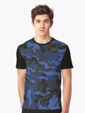 Camo Style Black Blue Camouflage Graphic T Shirt T Shirt Aesthetic Fit Top Rated Design