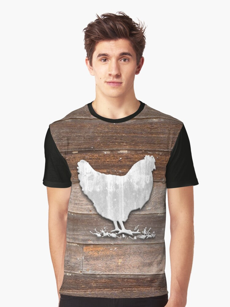 Rustic Chicken (Brown Boards) Graphic T-Shirt