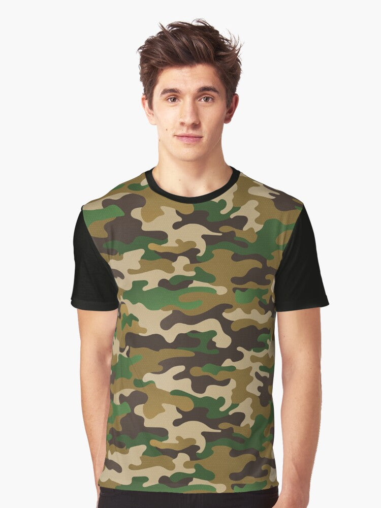 Woodland Urban Camo Green Brown Sand Graphic T Shirt T Shirt Viral US Style Fan Favorite