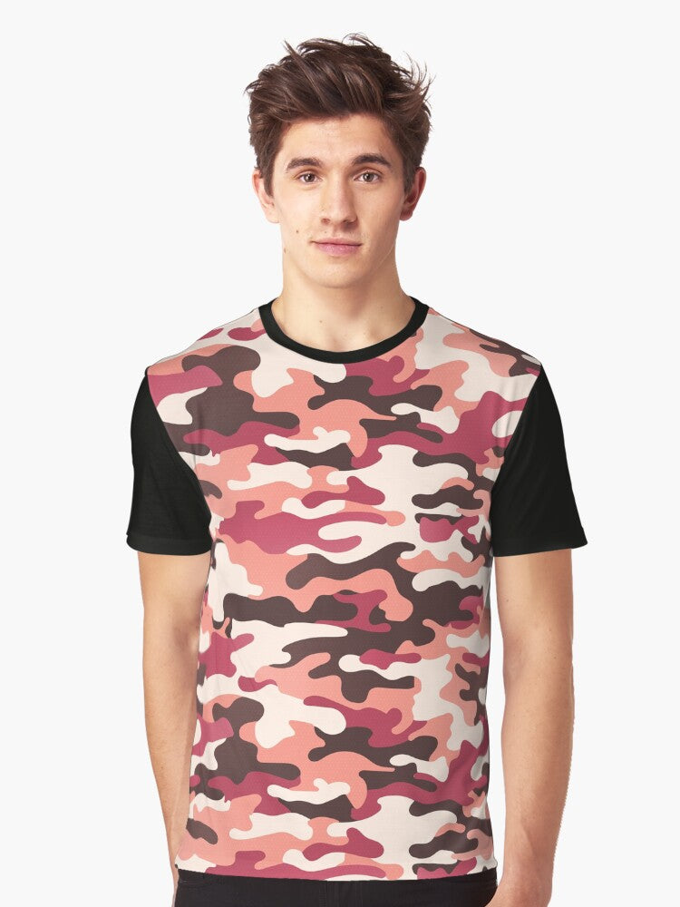 Peach Urban Camo Pink Brown Ruby Red Graphic T Shirt T Shirt Trending 2025 Daily Comfort