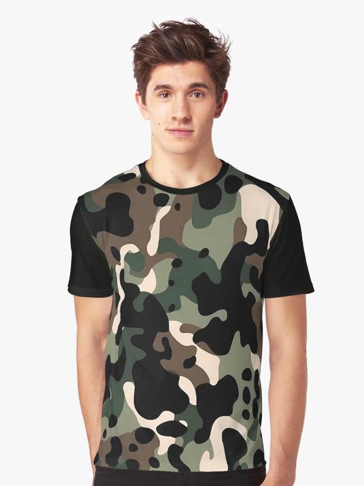 Classic Woodland Camouflage Pattern Military Green Camo Design Graphic T Shirt T Shirt Premium Quality Top Rated Design