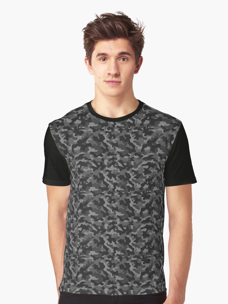 Camouflage Pattern Dark Gray Graphic T Shirt T Shirt Viral US Style Hot Search US