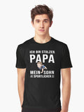 Proud dad gift father child is sportier Graphic Shirt T Shirt Minimal Style