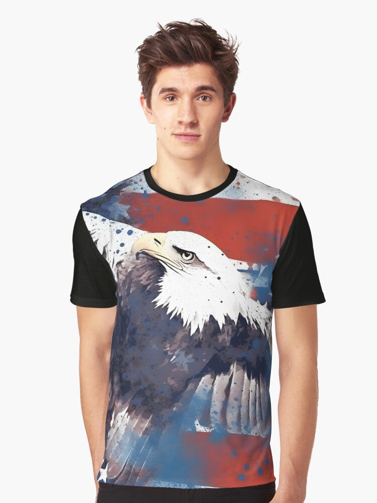 Spray Paint and Stencil American Bald Eagle 4th of July Design Pattern Graphic Shirt T Shirt Gift Ready