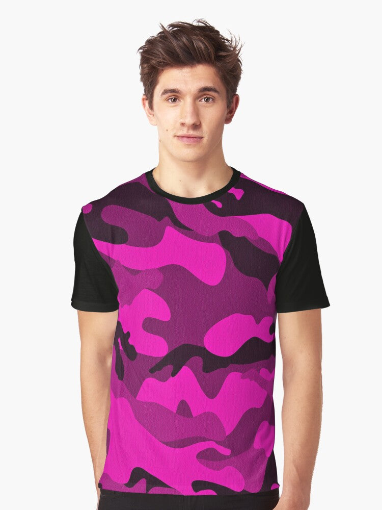 Pink Camo Fun Hot Pink and Black Camo Camouflage Design Graphic T Shirt T Shirt Best Seller Look Top Rated Design