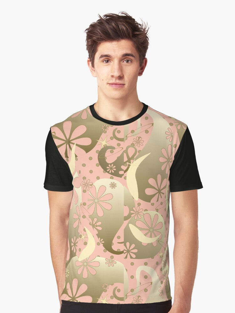 Retro Future Paisley Soft Pink Graphic T-Shirt | Premium Unisex T-Shirt, Trending Graphic Tee