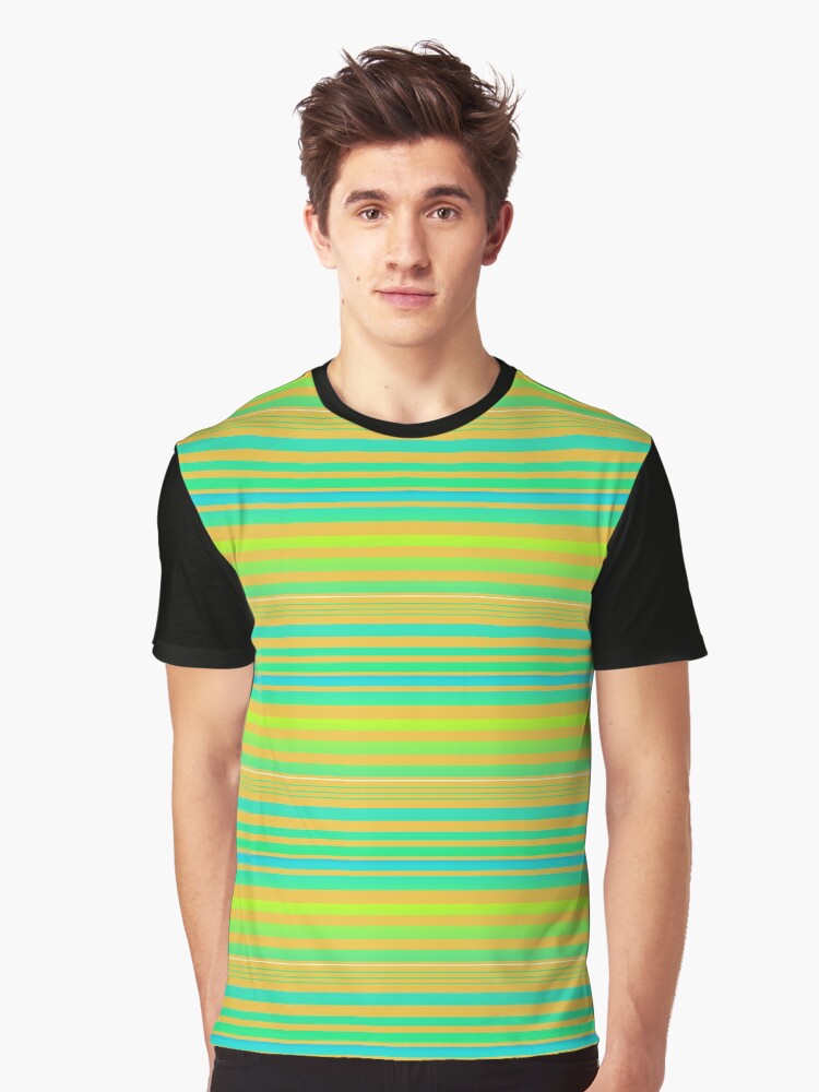 Green blue orange stripes nature color line pattern Graphic Shirt T Shirt Gift Ready