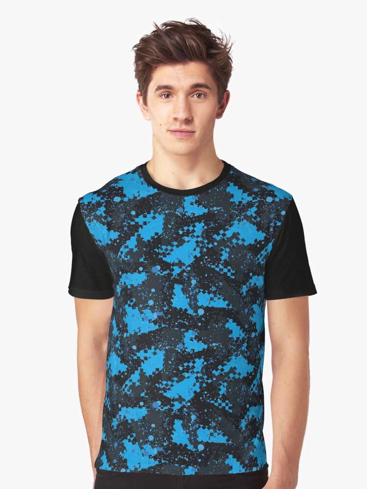 Carolina Blue Soldier Digital Dark Camouflage Graphic T Shirt T Shirt Aesthetic Fit Top Rated Design