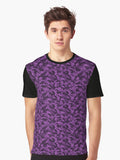 Camouflage Pattern Dark Purple Graphic T Shirt T Shirt High Search Demand Streetwear Essential