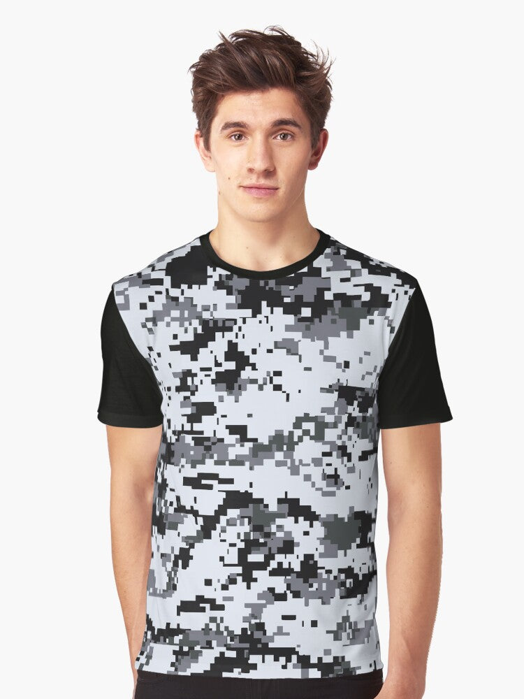Camo Snow Pixel Camo Graphic T Shirt T Shirt Aesthetic Fit High CTR Pick