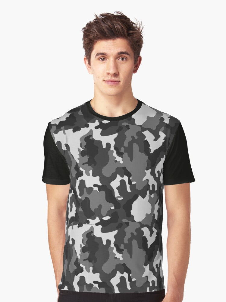 Black And Grey Camouflage Graphic T Shirt T Shirt Aesthetic Fit Fan Favorite