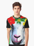 Goat and Flowers Graphic T-Shirt