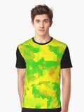 Camouflage Pattern Neon Fluorescent Green Graphic T Shirt T Shirt Viral US Style Streetwear Essential