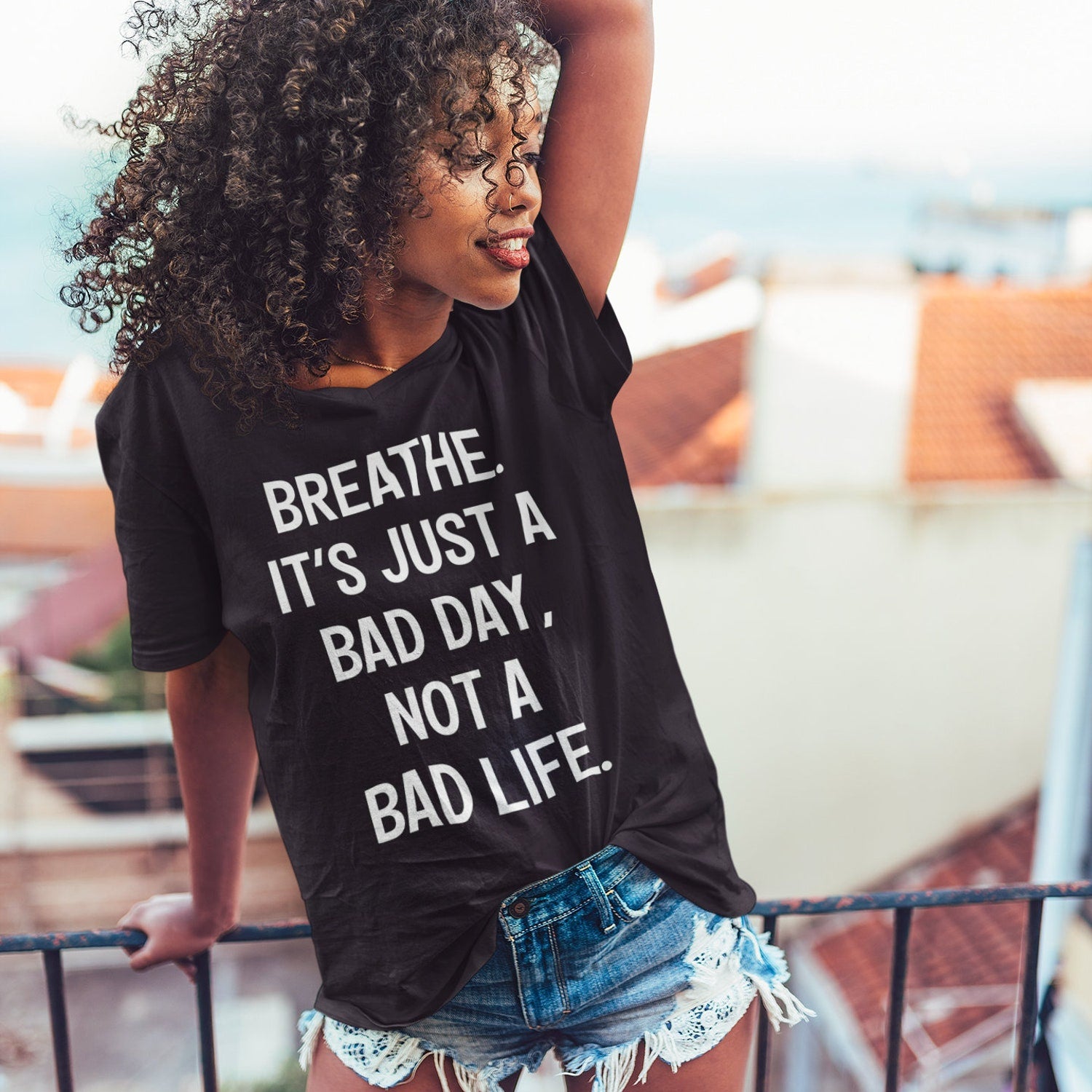Breathe It's Just A Bad Day T-Shirt: Funny Motivational Graphic Tee for Humor
