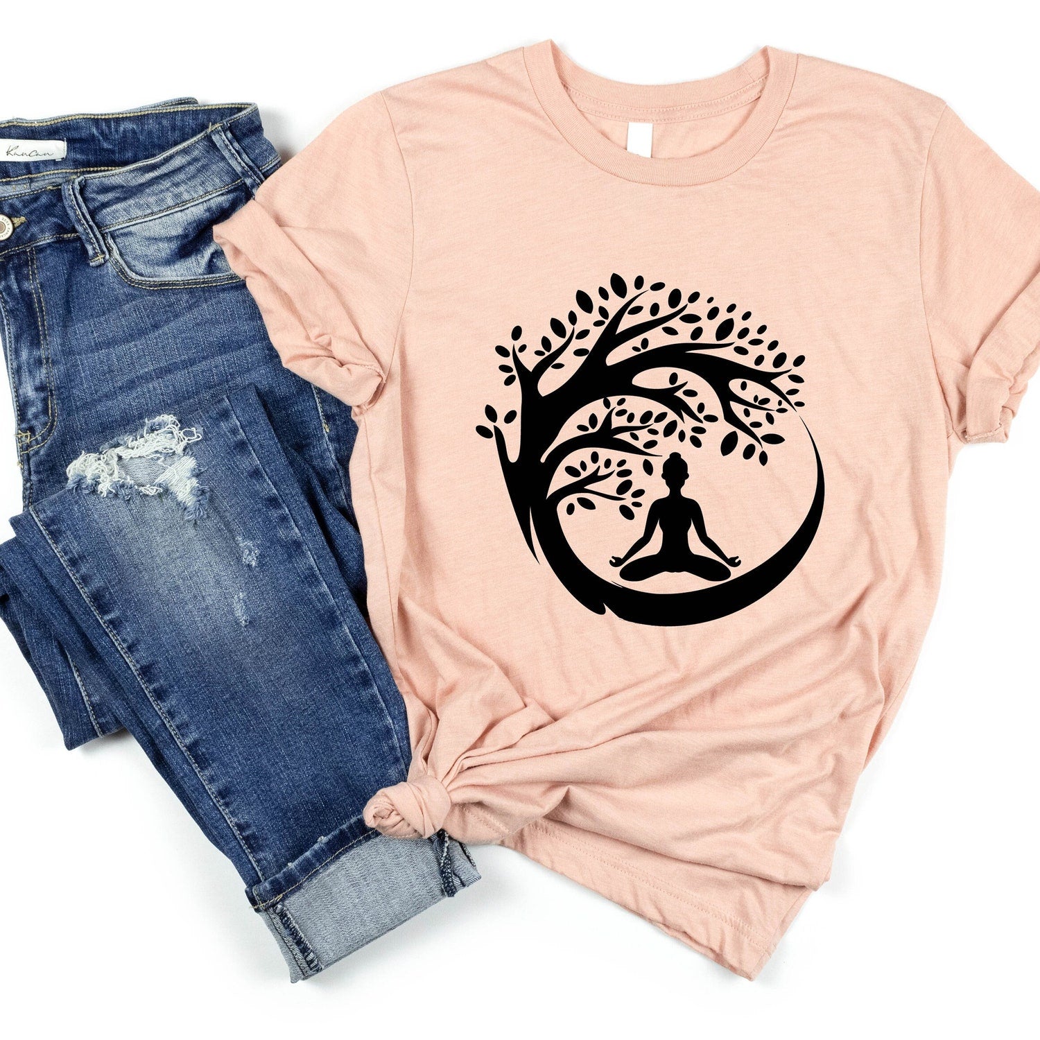 Yoga Shirt, Yoga Gift: Namaste Shirt, Buddha Silhouette Peace Love Yoga Chakra Tee