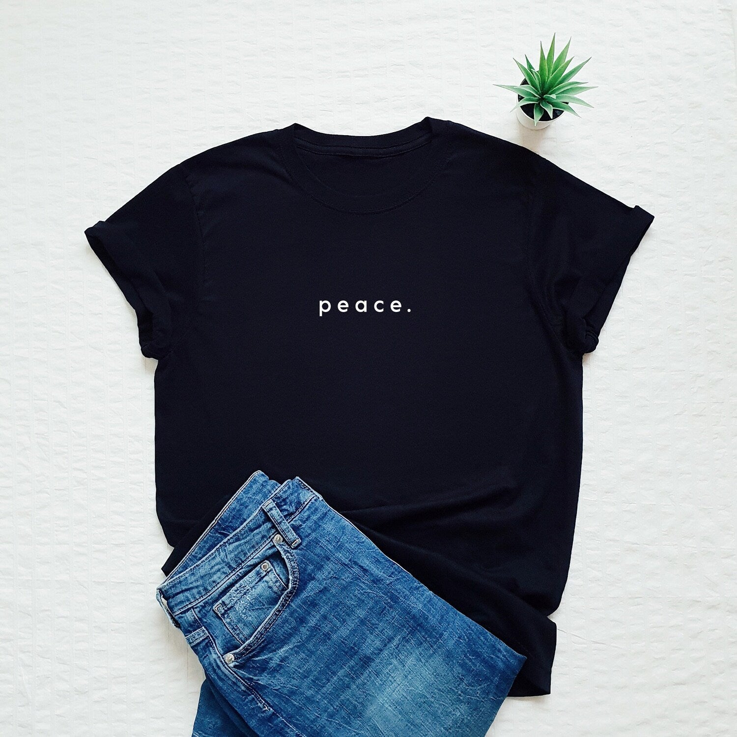 Peace Shirt Peaceful T-shirt Human Humanity Safety Calm Meditation Love Friends Happy Family Minimalist Tee