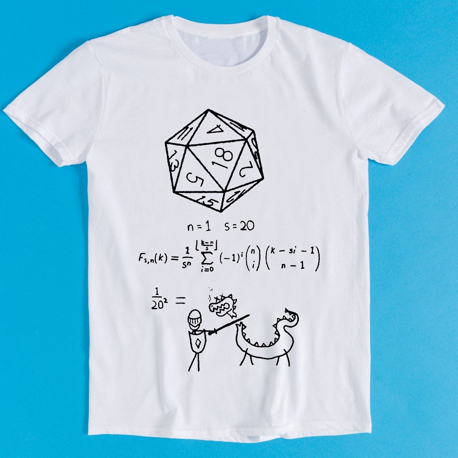 20 Sided Dice DnD D20 T-Shirt | Funny Meme Gift | Vintage Style Gamer Tee