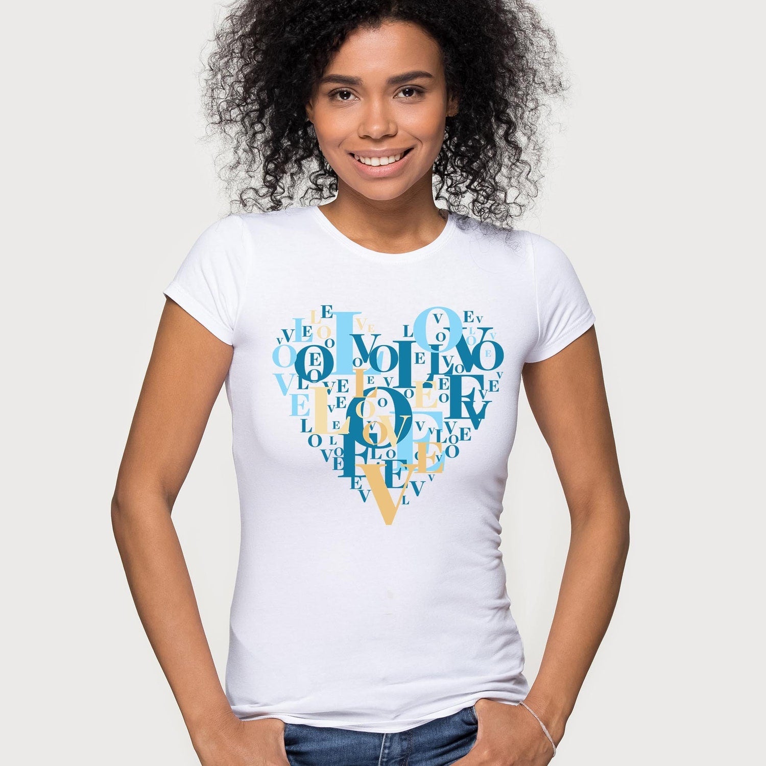 Love Blue Heart Shirt | Uplifting Trendy Mindfulness Motivation Inspirational Softstyle Yoga Breathe Gift Tee