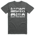 Select Your Weapon T-Shirt | Funny Gamer Game Play Box Controllers Tee | Retro Station Top